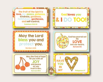 Christian Printable Lunchbox Notes | Scripture Lunch Box Notes | Bible Verse Lunch Love Notes for Kids | Fruit of the Spirit | DIY PRINTABLE