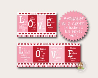 Valentine Scripture Treat Bag Label | God is Love Treat Topper | Christian, Bible Goody Bag | DIY PRINTABLE | Instant Download Valentines