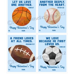 Sports Valentines with Bible Verses Baseball, Football, Basketball and Soccer Valentine Cards Christian Valentines for Boys image 6