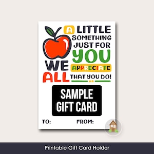 Teacher Appreciation Gift Card Holder, End of the Year School Gift, Printable, Print at Home, Last Minute Teacher Gift