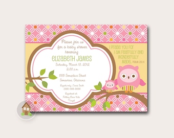 Owl Baby Shower Invitation | Pink Baby Shower Girl | Christian Scripture for New Mom | Baby Bible Verse | DIY PRINTABLE