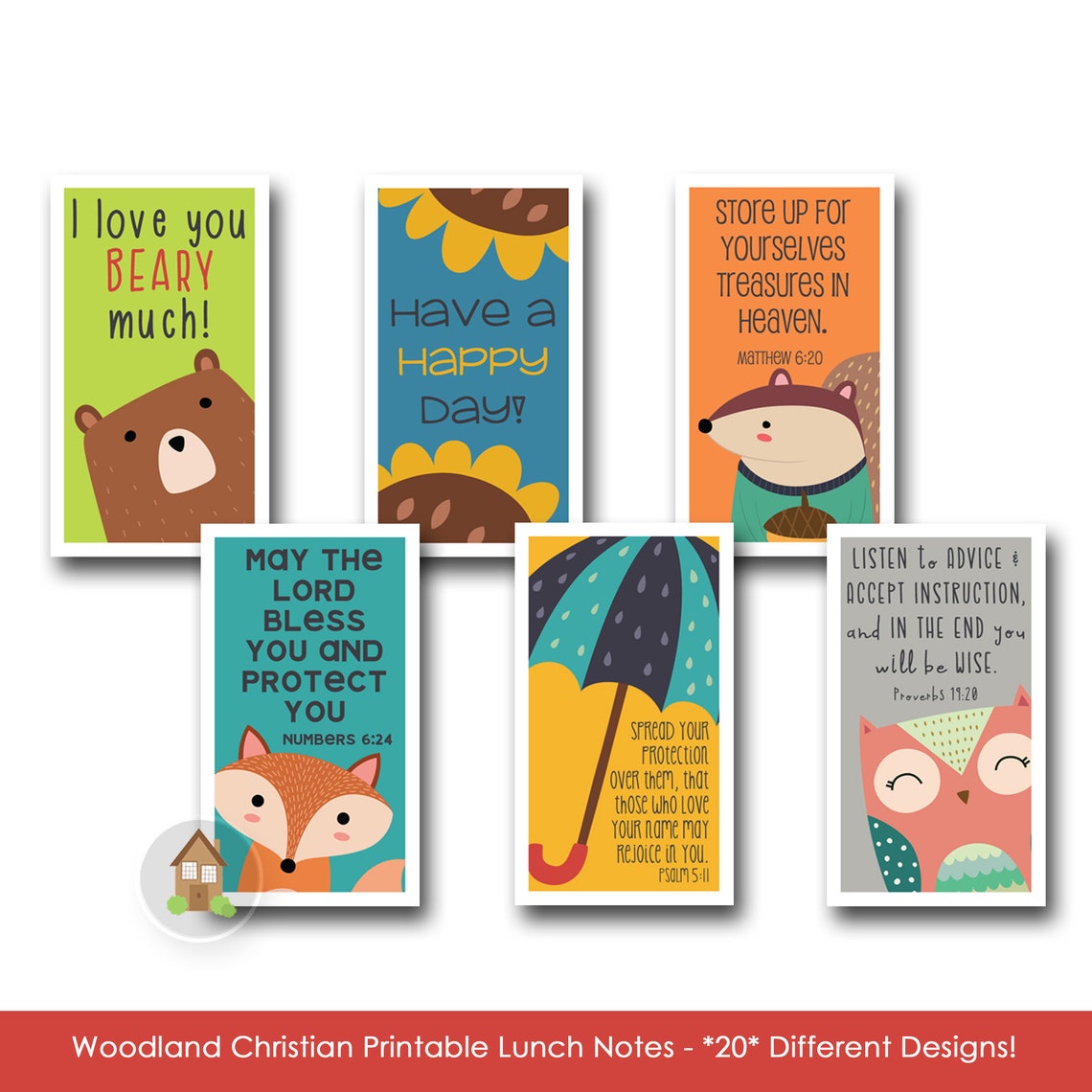Christian Lunch Box Notes for Kids | Cute Printable Woodland Themed ...