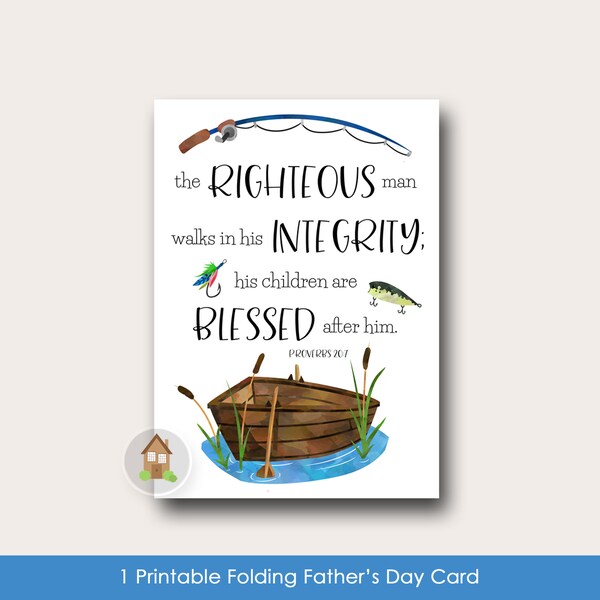 Printable Father's Day Card | Christian Father | Scripture Card for Dad | Father Fishing Card | Last Minute Father's Day | DIY PRINTABLE