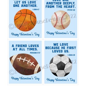 Sports Valentines with Bible Verses Baseball, Football, Basketball and Soccer Valentine Cards Christian Valentines for Boys image 5