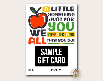 Teacher Appreciation Gift Card Holder, End of the Year School Gift, Printable, Print at Home, Last Minute Teacher Gift