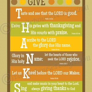 Give Thanks Printable Thanksgiving Wall Art 8x10 Thanksgiving Scripture ...