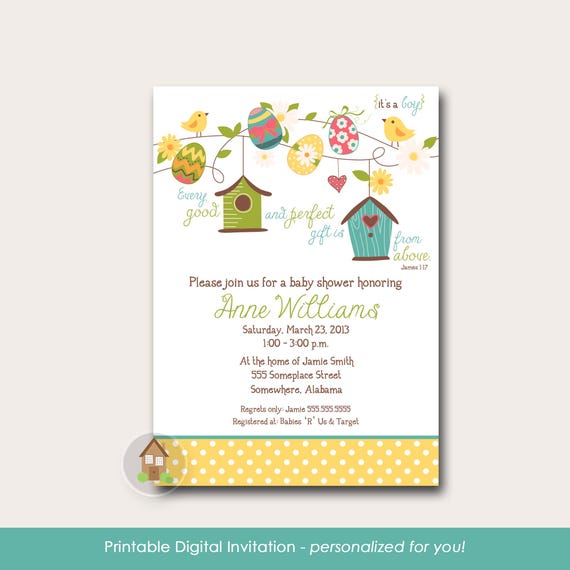 Easter Baby Shower Invitation | Cute Spring Baby Shower for Boy or Girl | Gender Neutral Digital Invitation | Whimsical New Baby Shower