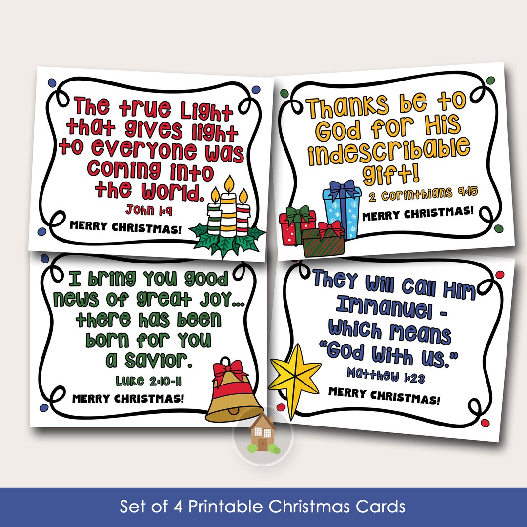 Christmas Scripture Cards Set of Four Printable Designs Instant ...