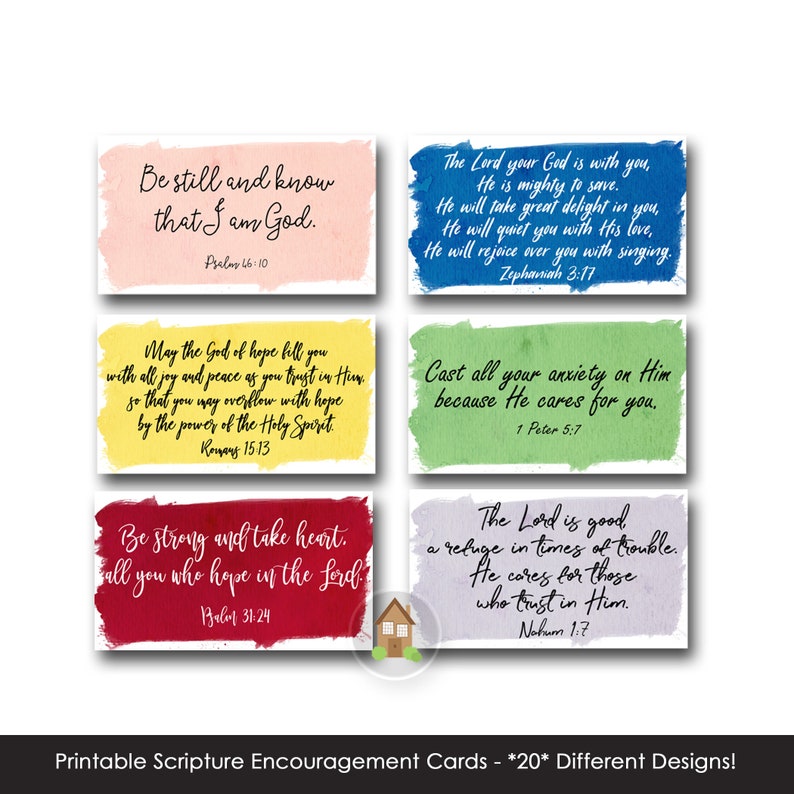 Bible Verse Encouragement Cards Printable Scripture Memory  Etsy