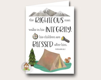 Christian Father&#39;s Day Card | Bible Verse, Scripture Card for Dad | Father&#39;s Day Camping Card | Last Minute Father&#39;s Day | DIY PRINTABLE