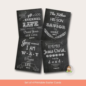 Tarjetas de Pascua para pizarra / Tarjetas de Pascua con las Sagradas Escrituras para imprimir / Tarjetas de resurrección religiosas, bíblicas y cristianas / Imprimir ahora