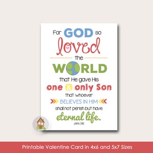 Johannes 3:16 afdrukbare kaart | Valentijnsdagactie | DIY AFDRUKBAAR | Omdat God de wereld zo liefhad | Schrift Valentijn | Directe download