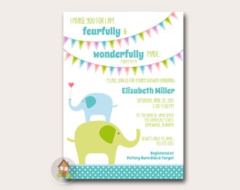 Elephant Baby Shower Invitation for Boy | Cute Printable Religious Shower Invitation for Mom and Baby