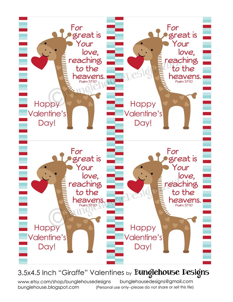 Boys Valentine Card Giraffe Valentine DIY PRINTABLE Kids - Etsy
