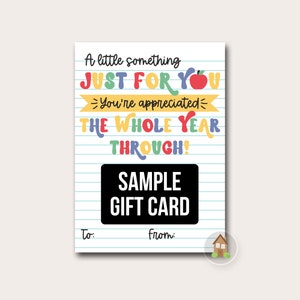 Printable Gift Card Holder for Teacher, School Staff | You're Appreciated the Whole Year Through | Retro Apple Teacher Appreciation Gift