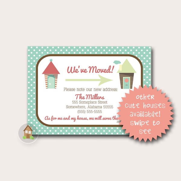 New Address Card | We've Moved | Change of Address | Moving Announcement | As for Me and My House | Scripture Moving Card | DIY PRINTABLE