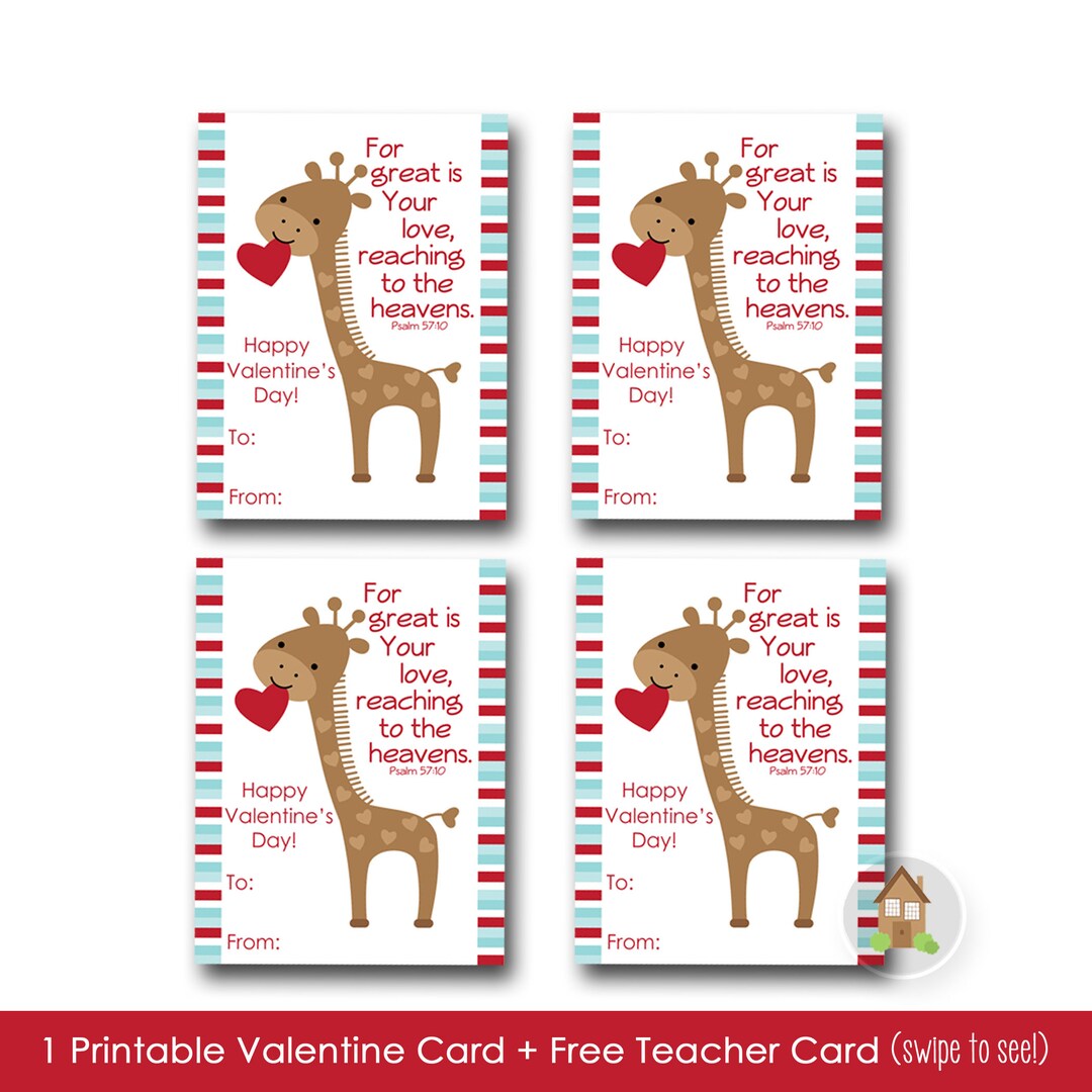 Boys Valentine Card Giraffe Valentine DIY PRINTABLE Kids - Etsy