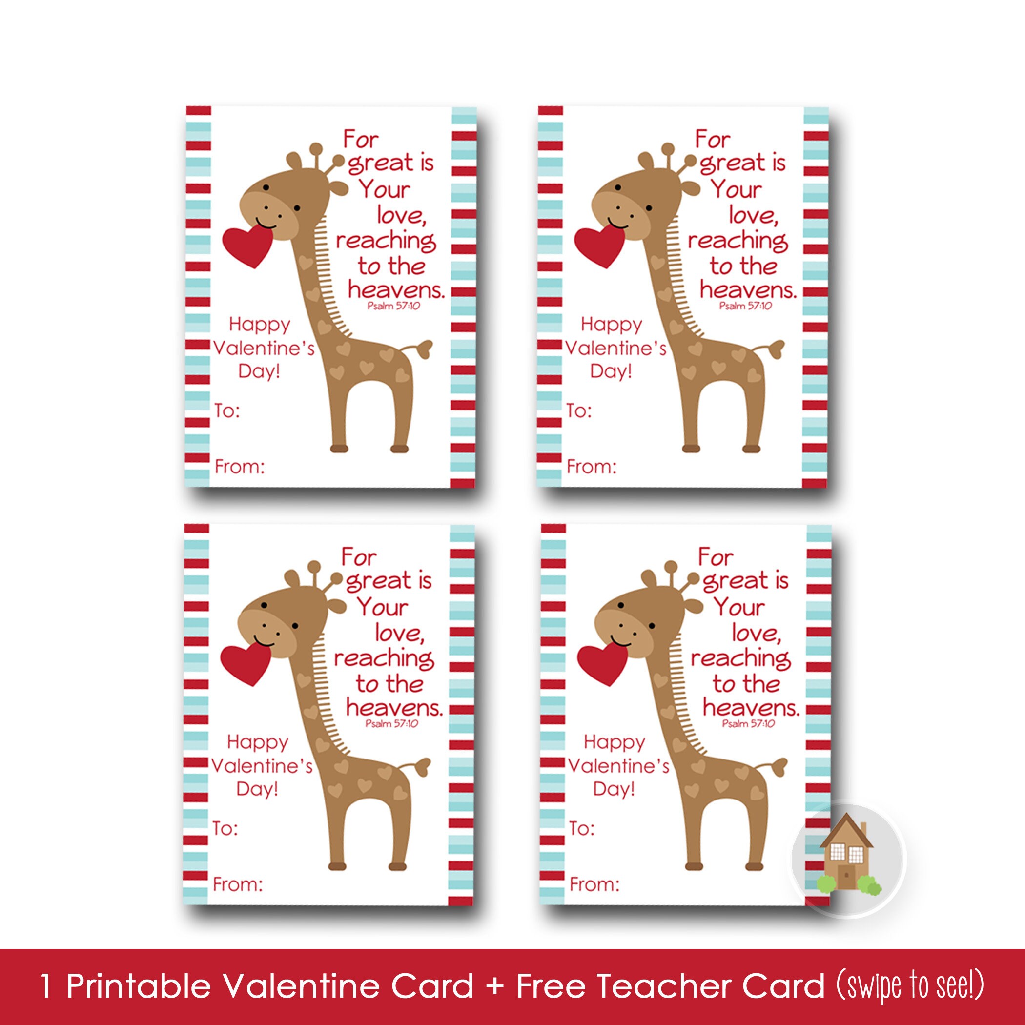 Boys Valentine Card Giraffe Valentine DIY PRINTABLE Kids | Etsy