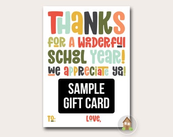 Print at Home Gift Card Holder for School Teacher, Staff, Aide, Bus Driver | Printable End of School Gift | Last Minute Card