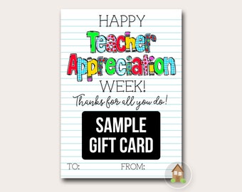 Happy Teacher Appreciation Week | Cute Instant Download Gift Card Holder for School Teachers and Staff | Teacher Gift Thanks Print Now