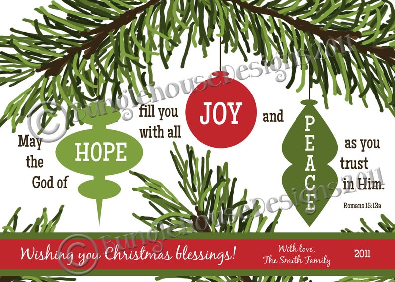 Scripture Christmas Card Hope Joy Peace Ornaments God of  Etsy UK
