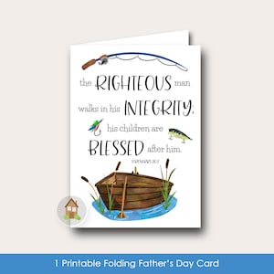 Biglietto stampabile per la Festa del papà, padre cristiano, biglietto delle Scritture per papà, biglietto da pesca per papà, festa del papà dell’ultimo minuto, stampabile fai da te
