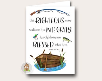 Printable Father&#39;s Day Card | Christian Father | Scripture Card for Dad | Father Fishing Card | Last Minute Father&#39;s Day | DIY PRINTABLE