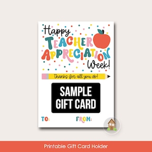 Porta carte regalo per la settimana di apprezzamento degli insegnanti / Porta carte regalo retrò stampabile per insegnanti felici / Porta carte regalo divertente per docenti e personale scolastico
