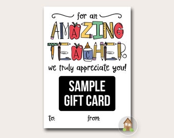 Amazing Teacher Gift Card Holder | End of the Year Teacher Gift | Printable Last Minute Gift for School Teachers | Teacher Appreciation Week