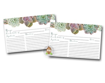 Receptkaart vetplanten | Afdrukbare receptkaarten | Receptendouche direct downloaden | Modern bruidssuite, bruiloft keukendouche | DIY AFDRUKBAAR