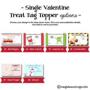 One Single Personalized Valentine Treat Bag Topper by Bunglehouse Designs DIY Printable Valentines Receive via email within 48 hours image 6