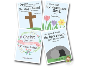 Kids Printable Christian Easter Cards | Religious, Bible Easter Cards for Children | Sunday School Easter | Cross and Tomb | DIY PRINTABLE