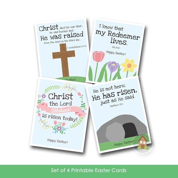 Kids Printable Christian Easter Cards Religious Bible Etsy