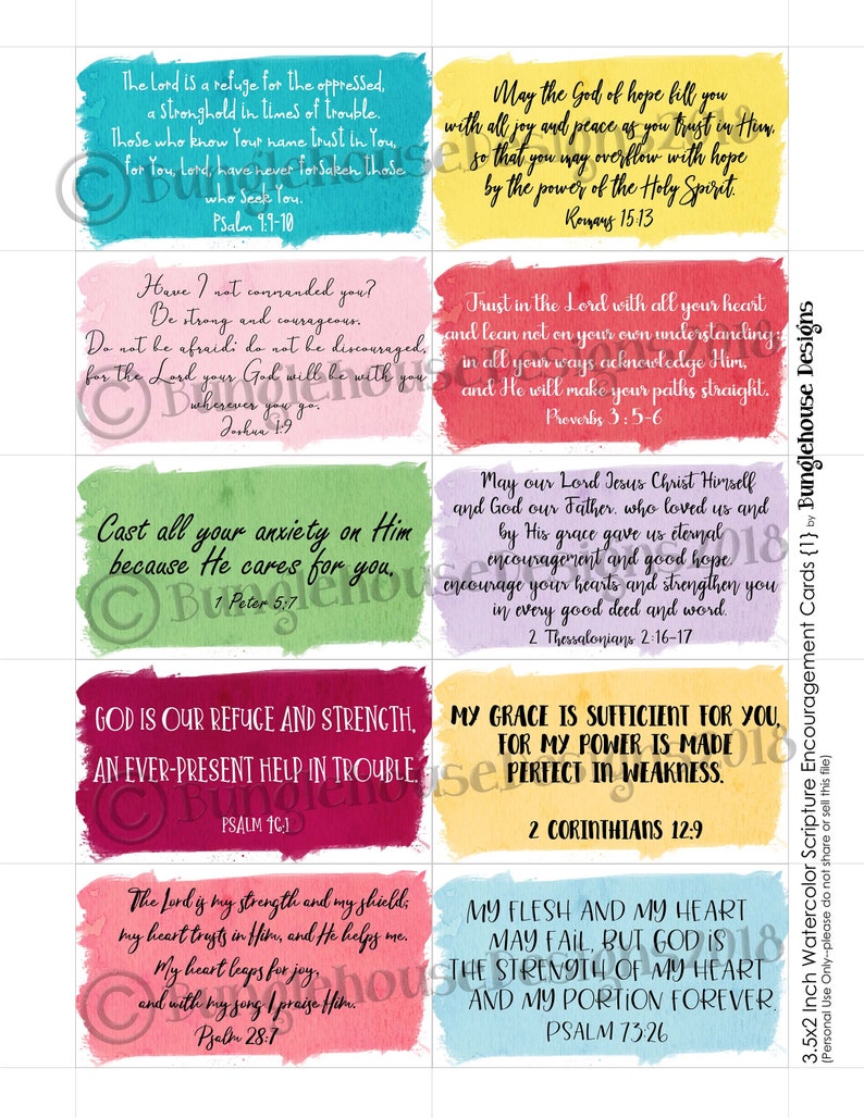 Bundle of Printable Scripture Encouragment Cards set of 64 - Etsy