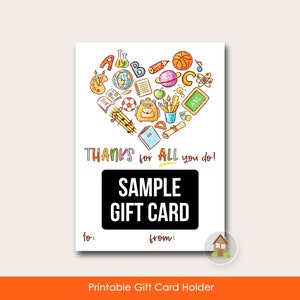 Teacher Appreciate Gift Card Holder | Printable Last Minute School Gift | Music, Sports, Science, Math, Art, Any Teacher Thanks