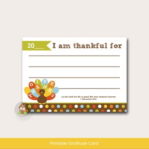 I Am Thankful For | Printable Gratitude Cards | Thanksgiving Thankful List | Christian, Scripture, Bible Verse Thankful Card