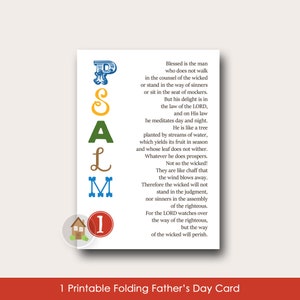 Download istantaneo Biglietto per la festa del papà / Biglietto cristiano stampabile per papà / Biglietto per le Scritture KJV Salmo 1 / Festa del papà Scarica ora