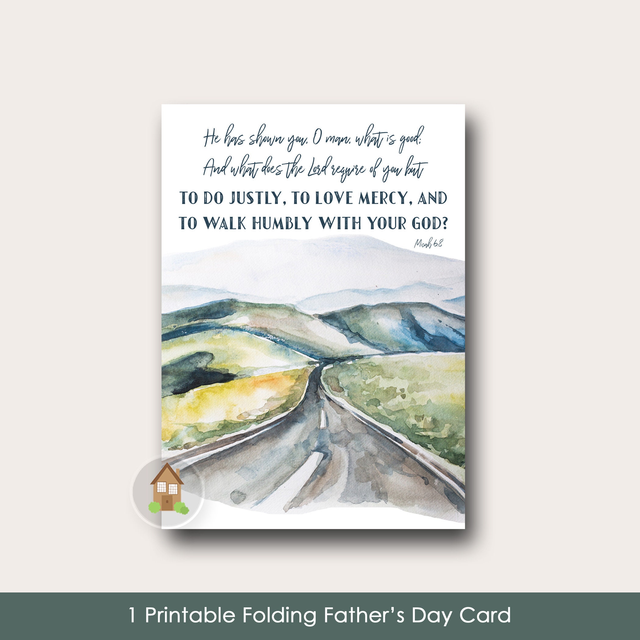 Micah 6:8 Father's Day Card | A Father's Godly Example and Guidance | Instant Download, Print Now Last Minute Dad Gift