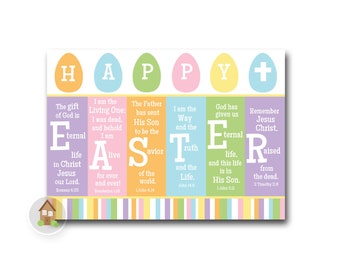 Scripture Easter Card | Printable Easter Card | DIY PRINTABLE | Happy Easter Religious, Christian, Bible Verse Card | Instant Download