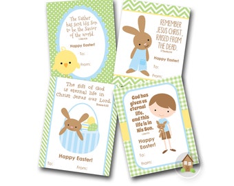 Children's Easter Cards | Printable Christian Easter Card | Kids Sunday School, Church Scripture Easter Cards | Bible Verses | DIY PRINTABLE