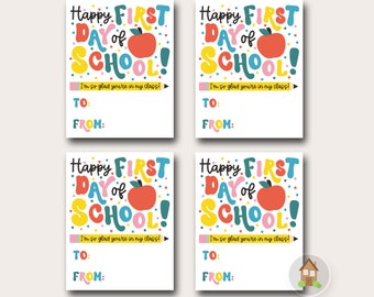 Happy First Day of School | Teacher Welcome Card for Students | Classroom Welcome Card | Cute Retro Welcome Back Card or Gift Tag