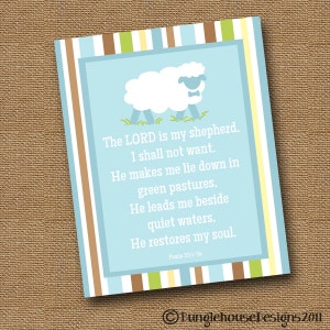 Baby Boy Psalm 23 Nursery Art The Lord is My Shepherd 8x10 Printable Scripture Wall Art Digital Gallery Wall Printable image 5