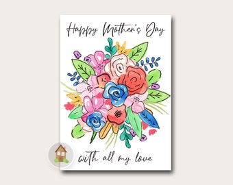 Beautiful Floral Mother's Day Card with Scripture | Digital Printable Instant Download Card for Mom | Floral Bouquet Bible Verse
