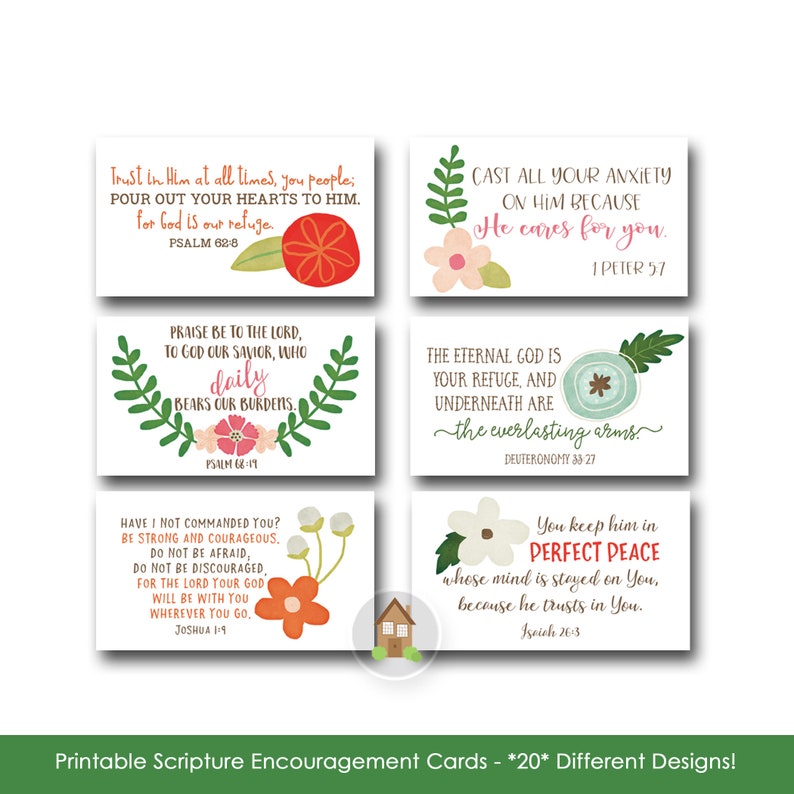 Scripture Encouragement Cards Printable Bible Verses Lunch  Etsy