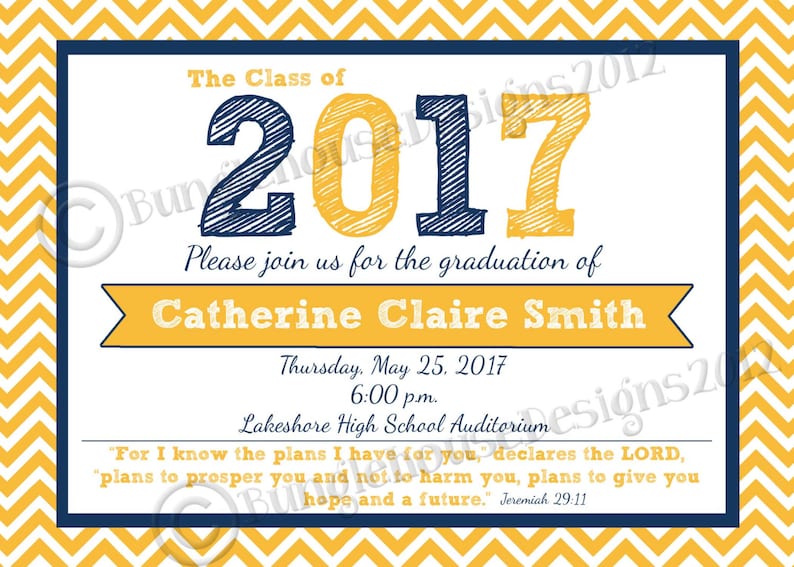Christian Graduation Invitation Bible Verse Scripture Etsy