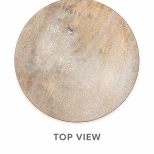 Wooden Pedestal Plant Stand – Round Accent Display Table (Natural + white wash) image 4