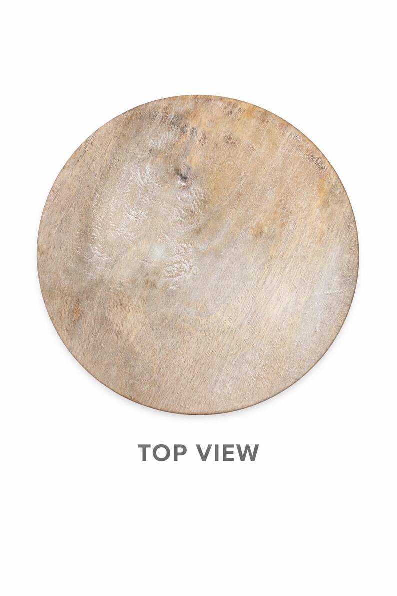 Wooden Pedestal Plant Stand – Round Accent Display Table (Natural + white wash) image 4