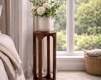 Solid Mango Wood Pedestal Plant Stand | Decorative Display Pedestal