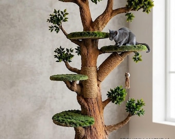 Large Natural Cat Tree House – Cat Condo Tower 215 cm