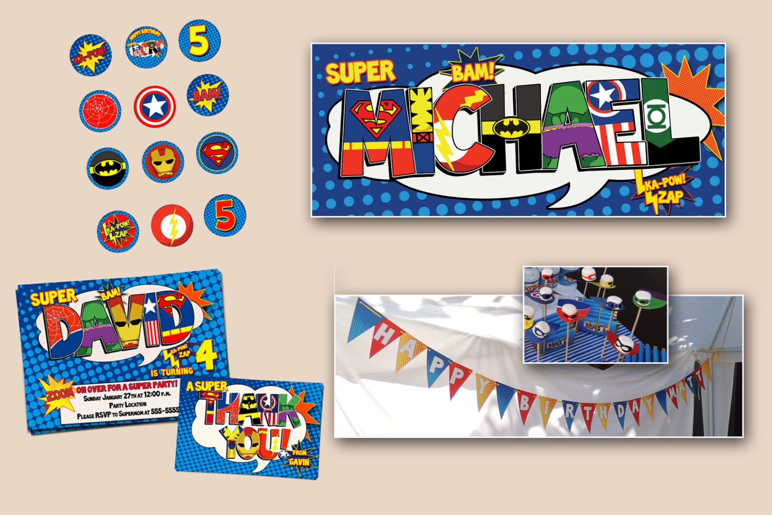 Custom Superhero Party Pack Digital Etsy